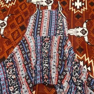 art class Navy, Red & Light Blue Striped Floral Girls' Jumpsuit
